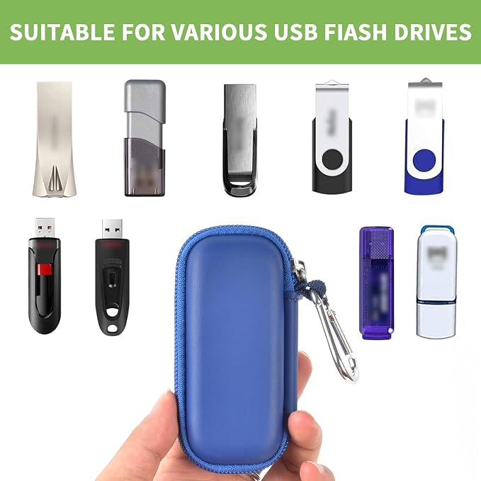 USB Flash Drive Case, SD Card/Thumb Drive/Memory Cards Holder, Bag Only | SDXC/SDHC Storage, Electronic Accessories Organizer for SanDisk / for Samsung, for Students/IT/Office/School/Travel, Blue - Image 2