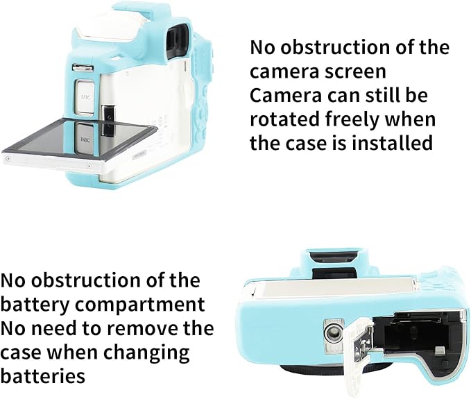 Easy Hood Camera Case for Canon EOS M50/M50 Mark II Digital Camera, Anti-Scratch Soft Silicone Case Cover Housing Protective Cover Protector Camera Body Skin Case (Blue) - Image 3