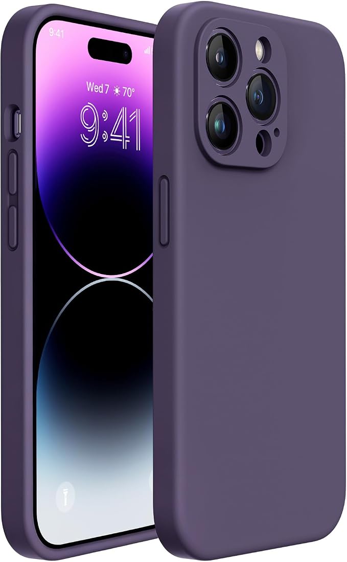 Miracase Silicone for iPhone 14 Pro Case, Dark Purple | Soft Anti-Scratch Microfiber Lining, Premium Silicone Cover Shockproof Drop Protection Phone Case for 14 Pro by Miracase