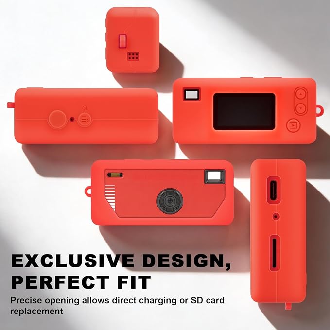 Silicone Case for Kodak CHARMERA Millennium Keychain Mini Digicam Blind Box | Soft Keychain Camera Sleeve, Precise Cutouts, Case-On Charging & SD Card Access, For Collectors & Daily Carry, Red - Image 3
