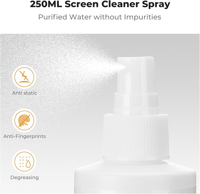 K&F CONCEPT 8-in-1 Screen Cleaning Kit, for Car, Computer, Laptop | with 250ml Cleaning Liquid, 30cm Pearl Towel, 2 Long Vacuum Cleaning Cloths, 4 Cleaning Brushes for TVs Tablets Phone Laptops - Image 3