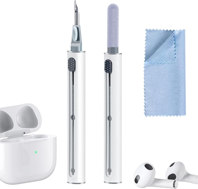 2Pcs Earbud Cleaning kit， Multi-Function Cleaning Pen with Soft Brush Flocking Sponge，Suitable for Bluetooth Headset, Charging Box, Mobile Phone, Earbud by VUBOJO