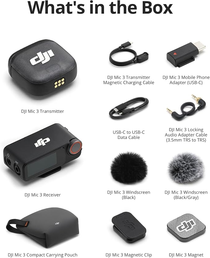 DJI Mic 3 (1 TX + 1 RX), Wireless Lavalier Mic for iPhone/Camera/Android | Ultralight, Extended Operating Time & Fast Charging, 400m Transmission, Noise Cancelling, Vlog, Streaming - Image 7