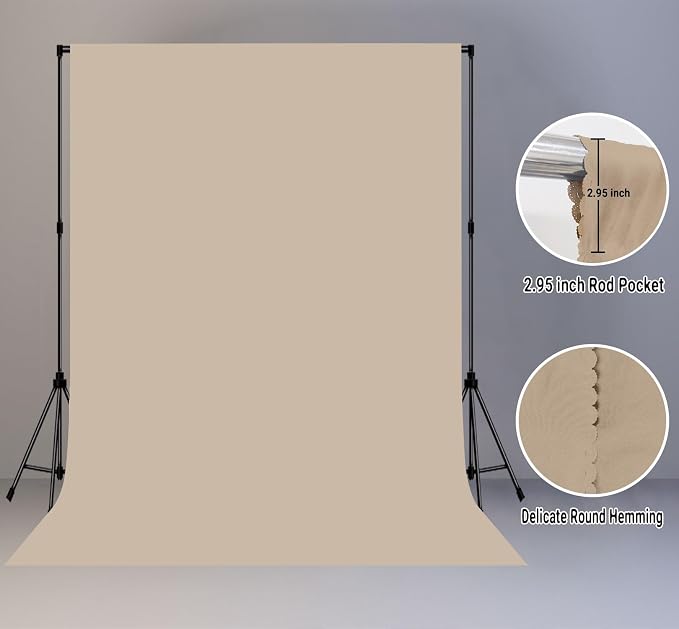 Beige Photography Backdrop for Photoshoot, Fabric 5x7ft | Polyester Studio Photo Backgrounds, Non Reflective, Easy to Hang, for Portrait Shoot, Product, Party Decor, Video Creation - Image 6