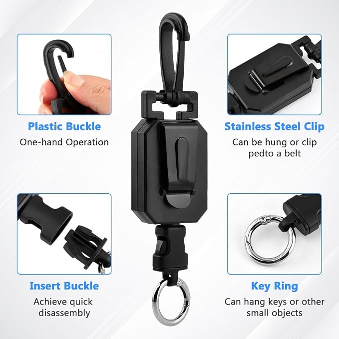 CB Mic Holder, Retractable 360° Rotatable Microphone Hanger Keeper, Mic Tether Stainless Steel Cord with Adjustable Mount Kit, CB Radio Accessory for Truck Driver - Image 5