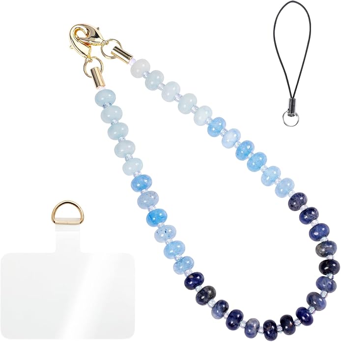 CH.yishi Crystal Beaded Phone Charm Wrist Strap Camera Lanyard | Handmade Cell Phone Chain,with Tether Tab,Keychain Bag Wallet Natural Stone Charm,Headphone Gemstone Decor,Camera Wrist Strap by CHyishi