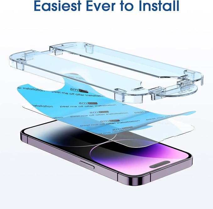 amFilm Auto-Alignment OneTouch for iPhone 14 Pro [6.1''] Screen Protector + Camera Lens Protector, Tempered Glass, 30 Seconds Installation, Bubble Free, Case Friendly, Anti-Scratch 2 Pack - Image 3