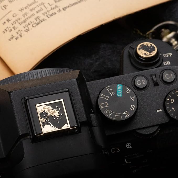 Kanagawa Wave Pattern Camera Hot Shoe Cover Shutter Button for Sony A1 A7C A7CR A7CII A7R A7M2 A7M3 A6700 A6600 A6500 A6400 A6300 (Copper Alloy-Set) - Image 8