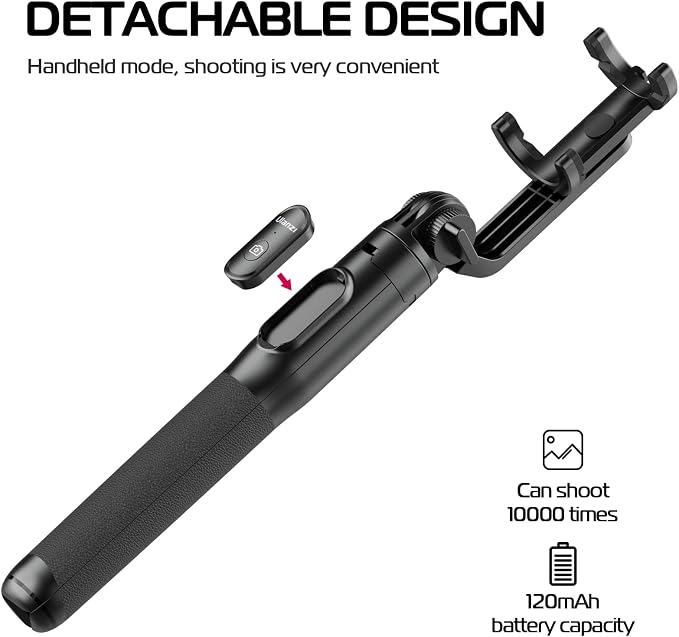 ULANZI SK-03 Selfie Stick Tripod, 64" Professional Stable Phone Tripod Stand for Smartphone/Action Camera, 3 in 1 Extendable Phone Holder with Detachable Remote for Travel Selfies Video Recording Vlog - Image 2