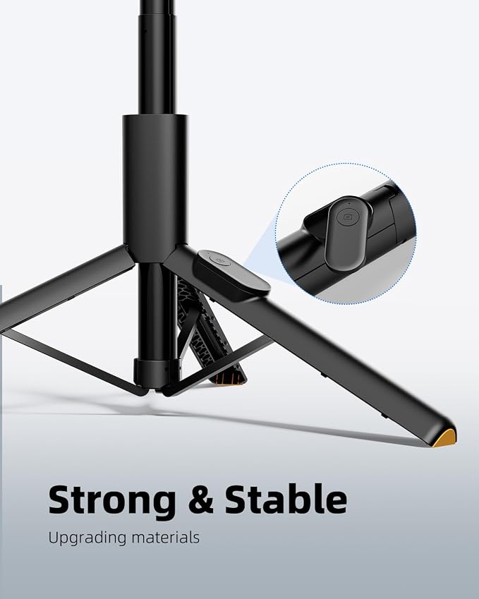TODI Selfie Stick Tripod for iPhone, 60" Lightweight Phone Tripod Stand with Wireless Remote, Extendable Selfie Stick for iPhone, All-in-1, Compatible with iPhone/Android - Image 3