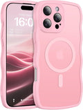 BENTOBEN Magnetic for iPhone 16 Pro Case, Cute Wavy [Full Camera Protection][Compatible with MagSafe] Matte Anti-Slip Bumper Women Girls Boys Protective Cover for 16 Pro 6.3" 2024, Light Pink by BENTOBEN