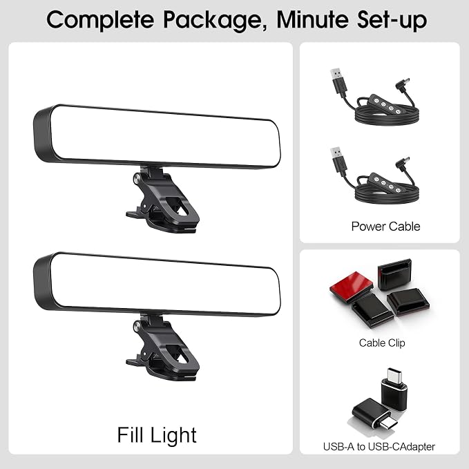 16W 2PCs Video Conference Lighting, LED Streaming Light Clip-On, Zoom Lighting for Computer Monitor Webcam Laptop, Desk Ring Light for Video Recording Podcast, Eye-Caring&360° Rotary Backlight - Image 7