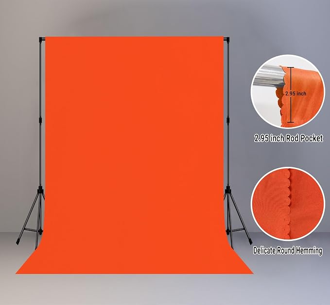 Orange Photography Backdrop for Photoshoot, Fabric 5x7ft | Polyester Studio Photo Backgrounds, Non Reflective, Easy to Hang, for Portrait Shoot, Product, Party Decor, Video Creation - Image 2
