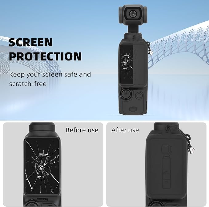 BRDRC Pocket 3 Silicone Cover, For Xtra Muse Protective Case Lens Protector Scratch-Resistant Sleeve Skin Compatible with DJI OSMO Pocket 3 Creator Combo/Xtra Muse Accessories (Grey) - Image 2