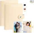2 Pack Small Photo Albums 5x7 Pictures, 104 Photos Total, Beige | Leather Cover, Buckle Design, Acid-Free Pages, Top-Loading Pockets, Compact Carry, Photos Postcards & Artwork by Xfveiwoo