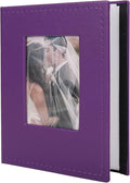 RECUTMS Photo Album 4x6 Picture 100 Photos Leather Small Family Book Purple | White Inner Page, 100 Vertical Pockets, Travel Anniversary Baby Wedding Albums, DIY Cover Window, Birthday Graduation Gifts by RECUTMS