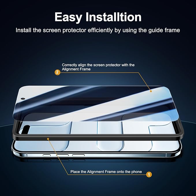 NEW'C 3x Privacy Screen Protector for iPhone Air (6.5 inches)+ 3x Camera Lens Protector, Sensor Protection, Case Friendly Tempered Glass Film, Ultra Resistant, Easy installation tool included - Image 7