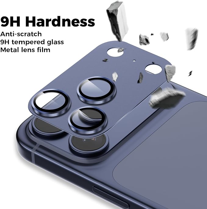 Screen Protector for iPhone 17 Pro Max 6.9-Inch +2 Pack Deep Blue Metal Camera Lens cover Protector - Image 3