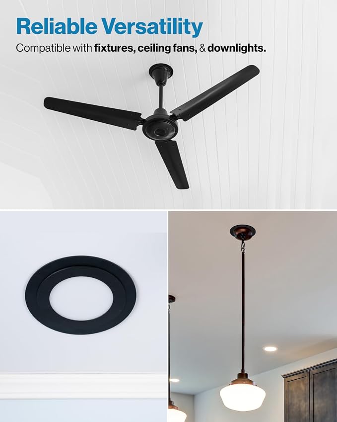 Sunco 12 Pack 6 Inch Recessed Light Goof Ring, Black | Flush Mount Can Light Trim Ring Cover, Paintable, Black OD 8.6 Inch/ID 6.2 Inch, Matte Finish Covers Oversized Ceiling Holes - Image 6