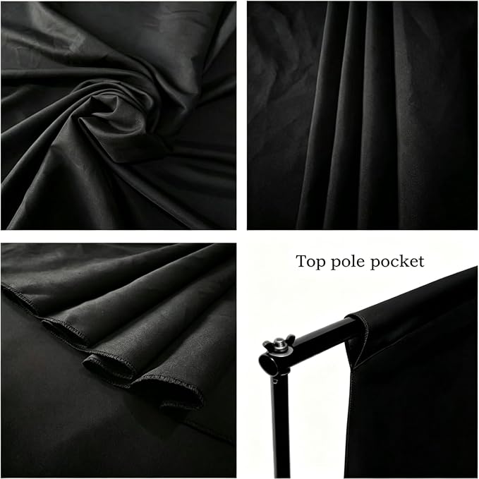 10x7 FT Black Backdrop for Photography, Polyester Fabric Background | Pure Black Photo Backdrop Curtain, Collapsible Seamless Screen for Photoshoot Portraits, Party, Video Studio - Image 5