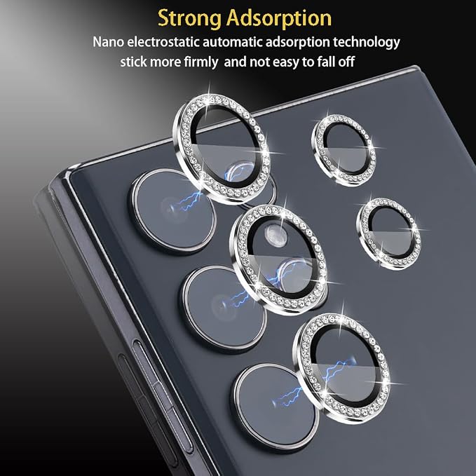 Camera Lens Protector for Samsung Galaxy S24 Ultra, Diamond Silver | Tempered Glass, Auto-align Tray, Easy Installation, Case Friendly, Anti-Scratch, HD Clear, Ultra Slim - Image 4