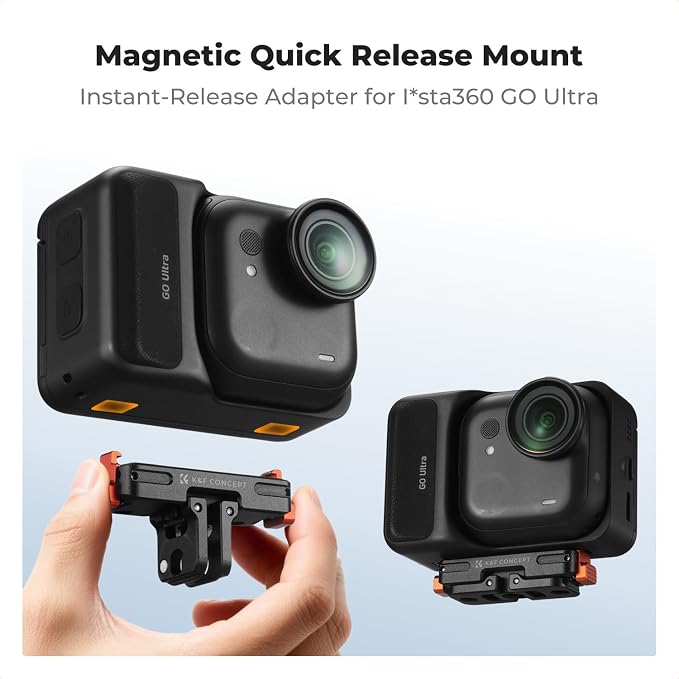 K&F CONCEPT Magnetic Quick Release Adapter Mount for Insta360 GO Ultra | Expansion Base Stand with 1/4 Screw Hole/Foldable Connector for Tripod, Selfie Stick, Action Camera Accessories, PP13 - Image 2