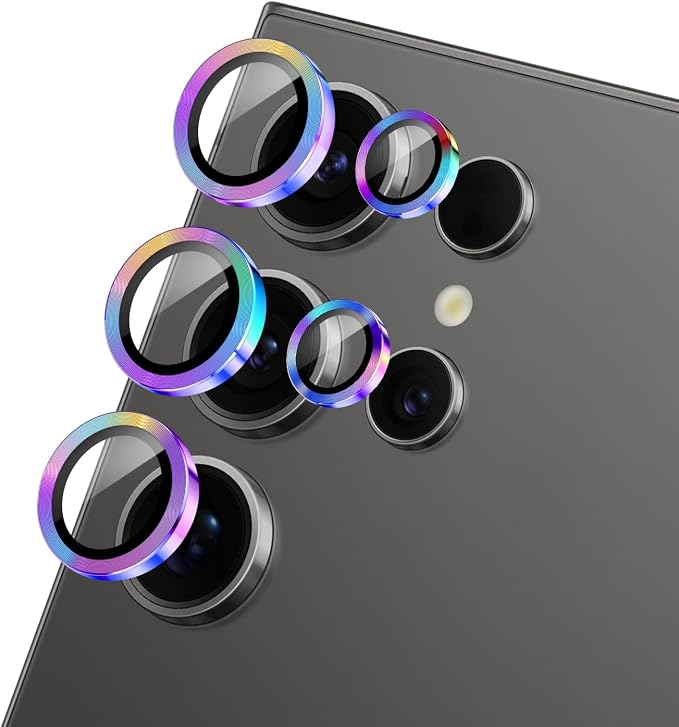 Camera Lens Protector for Samsung Galaxy S24 Ultra,1 Pack | Tempered Metal Glass Camera Cover, HD Clear Anti-Scratch Lens Screen Protector Film,Case Friendly,Colorful Titanium by Unknown