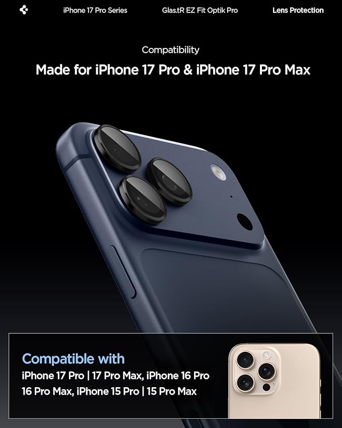 Spigen GlasTR EZ Fit Optik Pro Camera Lens Protector, White Titanium, 2 Pack | GlasTR EZ Fit Optik Pro, 9H+ Tempered glass, Scratch resistant, Auto-align tray, Original photo quality, Case-friendly, 2Pack - Image 2