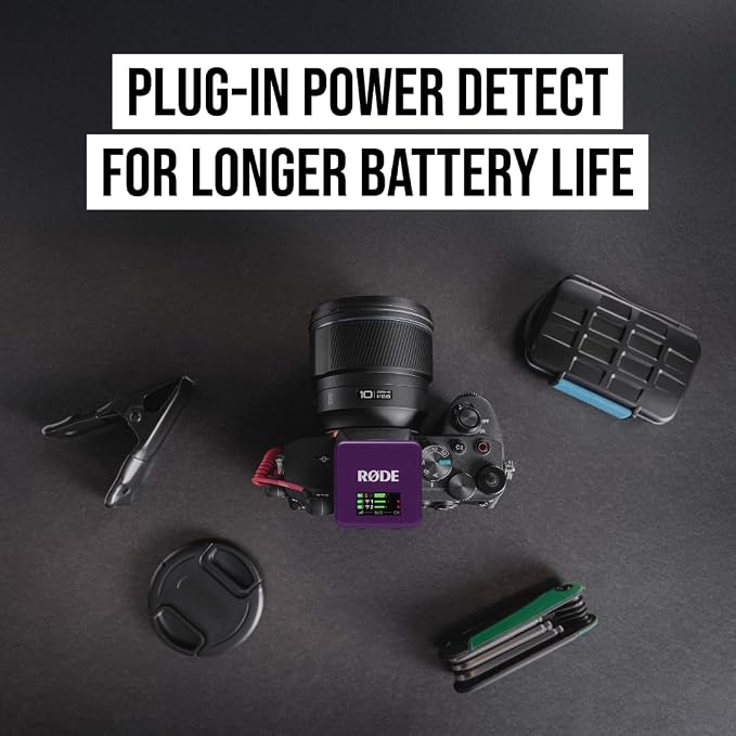 RØDE Wireless GO (Gen 3) – Compact Wireless Mic – Pristine Audio, 32-bit Float Recording, Automatic Level Control, for Phones, Cameras and Computers (Purple) - Image 7