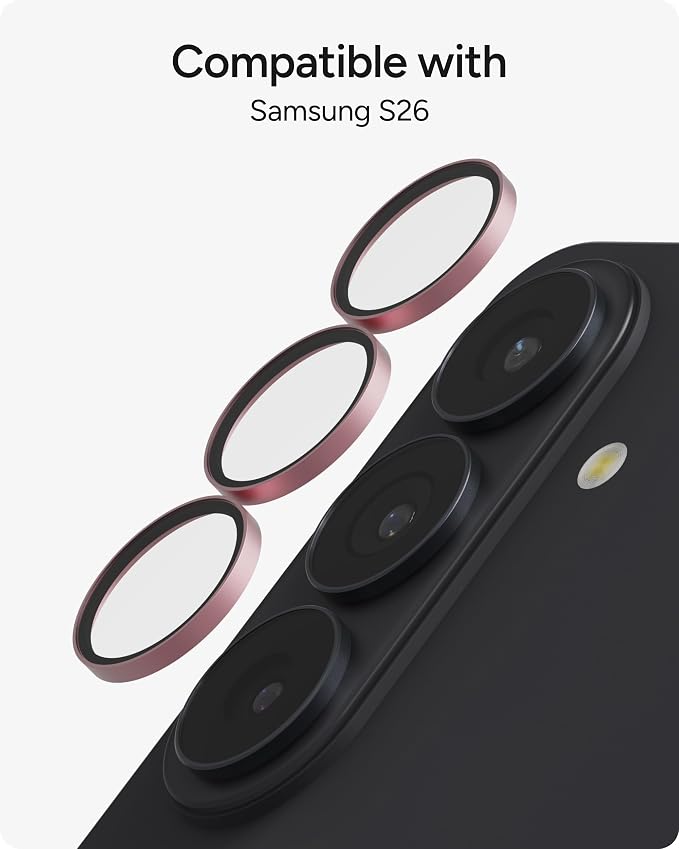 ZAGG Glass Elite Samsung Galaxy S26 Camera Lens Protector - Pink, Anti-Reflective, 5X Stronger Impact & Scratch Resistant Aluminosilicate Glass - Easy Installation, Smudge-Free Surface - Image 4