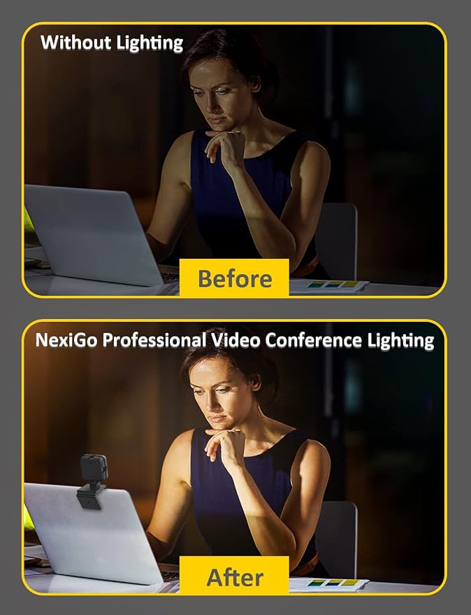 NexiGo Glow Light for Streamers, Enhanced Video Conference Lighting Kit with Webcam Style Clip, Built-in Battery, Dimmable & Rechargeable, for Streaming, Photography, Vlogging - Image 2