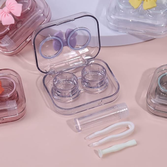 Contact Lens Case, Travel Size Flip Top Cute Colored Contact Lenses Applicator Remover Tool Kit with Solution Bottle for Daily Outdoor (4 Pack) - Image 4