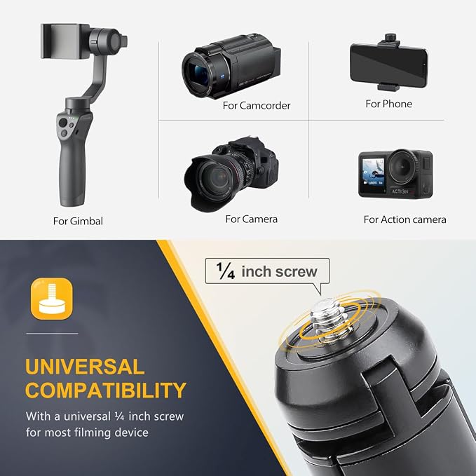 Zeadio Metal Mini Tripod, Desktop Tabletop Stand Compact Tripod for Smooth 4, Osmo Mobile, Vimble 2, Gimbal Handle Grip Stabilizer and All Cameras - Image 7