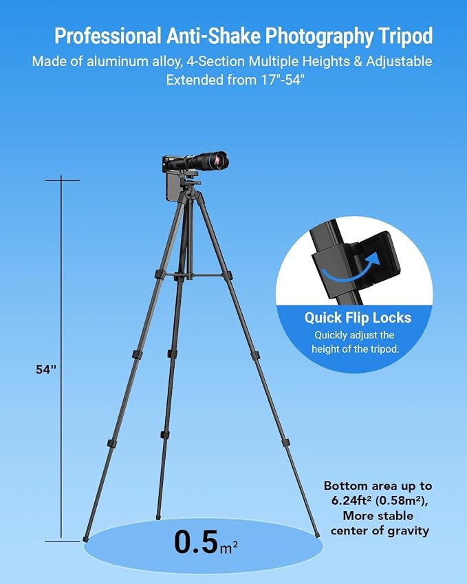 APEXEL High Power 60X HD Telephoto Lens, High Power Telephoto Mobile Cell Phone Lens with Extension Tripod and Wireless Remote for iPhone 15 Pro/14 Pro/13 Pro, Samsung and Most Smartphone - Image 3