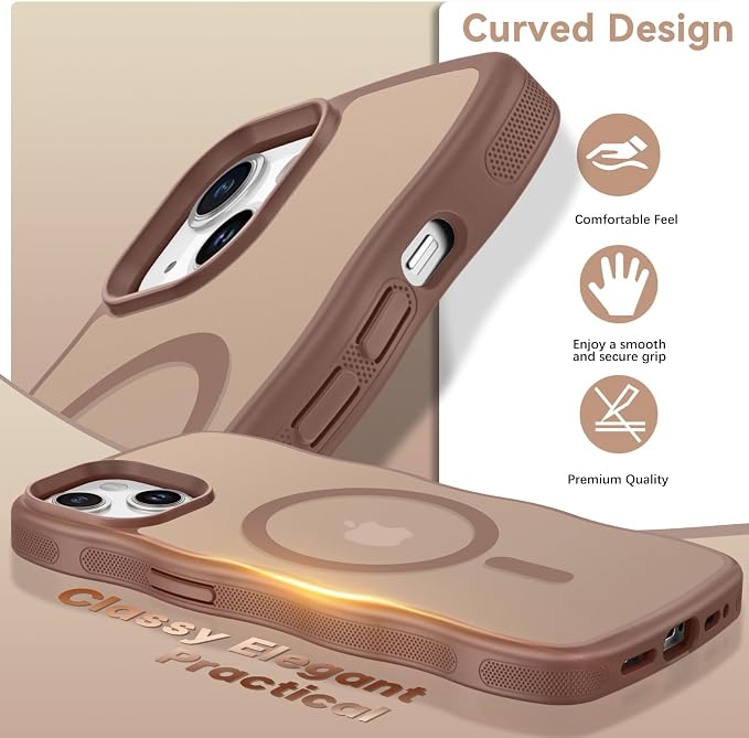 BENTOBEN Magnetic for iPhone 15 Plus/14 Plus Case,Cute Wavy Frame [Compatible with MagSafe] Translucent Matte Women Girls Men Cute Shockproof Phone Cover for iPhone 14 Plus/15 Plus,Desert Titanium - Image 6