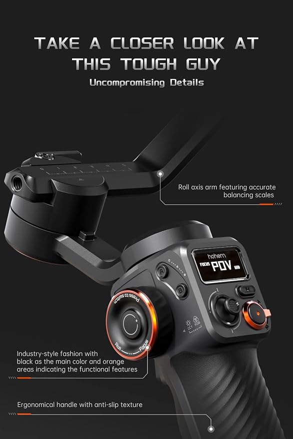 Hohem iSteady M6 Gimbal Stabilizer for Smartphone, 3-Axis Cell Phone Stabilizer Built-in OLED Display 400g Payload Reverse Charging Android and iPhone Gimbal with Inception Motion Timelapse - Image 7