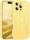 BENTOBEN Magnetic for iPhone 16 Pro Max Case, Cute Wavy [Full Camera Protection][Compatible with MagSafe] Matte Anti-Slip Bumper Women Girls Girly Protective Cover for 16 Pro Max 6.9" 2024, Yellow by BENTOBEN
