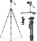 ULANZI Ombra Xiang Ⅱ Camera Video Tripod w Fluid Head, 61.5" Travel Tripod w 360° Rotated Arca Quick Release Plate, Portable Stand for Phone Camera Vlogging Video Shooting with Carry Bag Phone Clamp by ulanzi