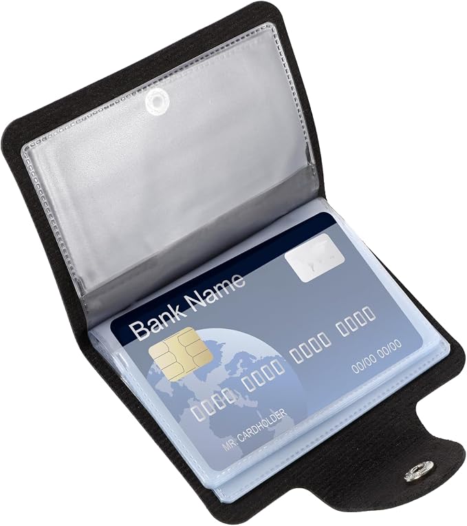 PU Leather Credit Card Organizer Slim (24 Small Cells for Memory Cards) Business Credit Card Book, Black Wallet Holder for Men Women, RFID Blocking Sleeve, Debit Cards Protector Organizer by Unknown