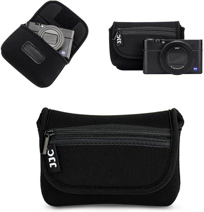 JJC Compact Camera Case Pouch for Sony RX100 VII Kodak Pixpro FZ45, Black | for Sony RX100 VI VA IV DSC-W830 Kodak Ektar H35N Canon SX620 SX610 SX720 ELPH 190 ELPH 180 & More Cameras, Neoprene Material by JJC