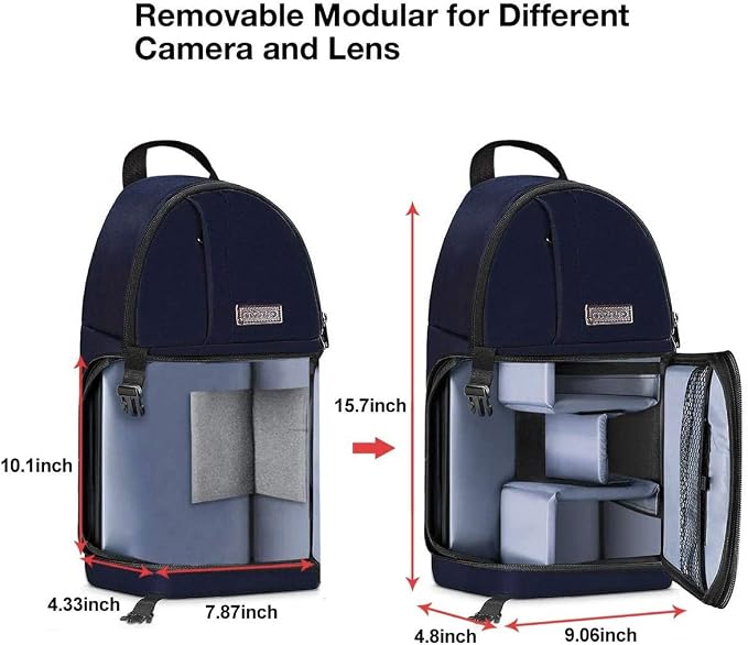 MOSISO Camera Sling Bag, DSLR/SLR/Mirrorless Camera Case Camera Backpack | Shockproof Photography Bag with Tripod Holder&Removable Modular Inserts Compatible with Canon/Nikon/Sony/Fuji, Navy Blue - Image 5