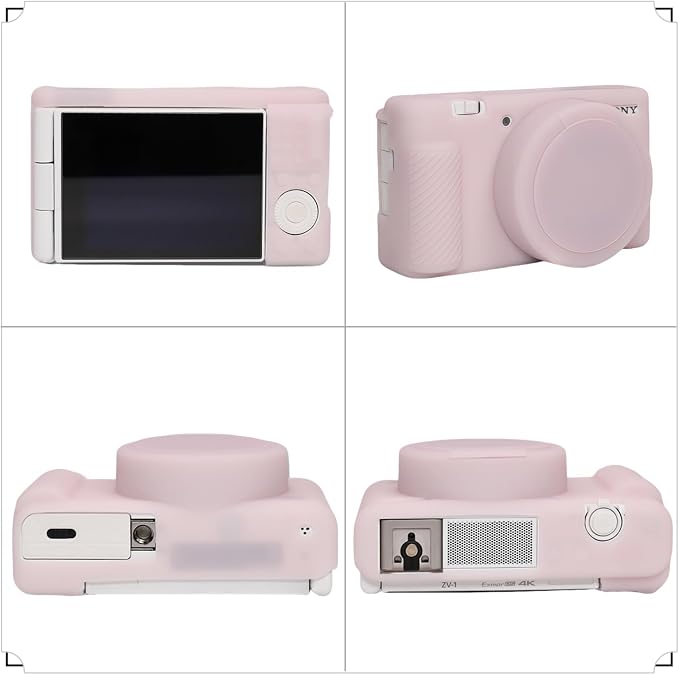 Camera Case for Sony ZV1 Digital Camera.ZV-1 Accessories | Soft Silicone Protective Case Removable Lens Cover,Comes with 2 Screen Protectors and 1 Wrist Strap.(Jelly Pink) - Image 3