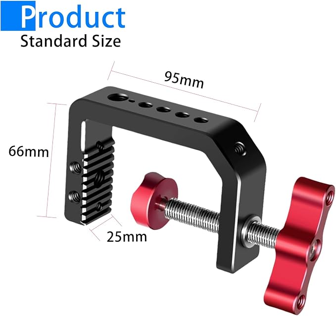 C Clamp Camera Clamp Mount with 1/4" and 3/8" Threaded Holes - 2.44 Inch Jaw Opening - Max Load 12lb/5kg - Image 3