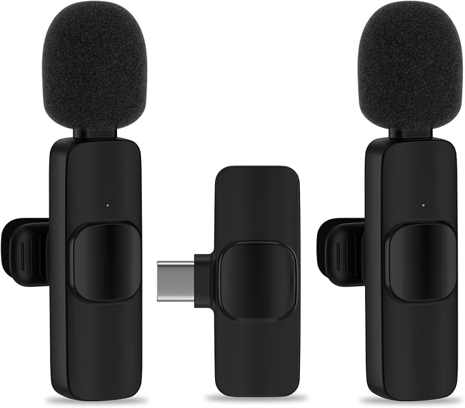 USB C Wireless Lavalier Microphone for iPhone 17 16 Pro Max 16e 15,Samsung | Galaxy S26 S25 A16 S24,Noise Reduction Mini Lapel Mic Clip on,Lav Mic on Video Recording,Tiktok,Youtube,Vlog,Live Streaming by ABCPOW