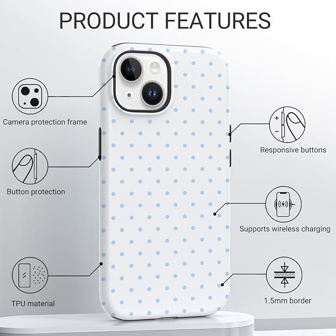 TPU Phone Case for iPhone 13, MagSafe Wireless Charging Compatible, Shockproof Slim Fit Protective Cover with Anti-Yellowing & Raised Camera Protection (Polka dot 3, iPhone 13) - Image 4