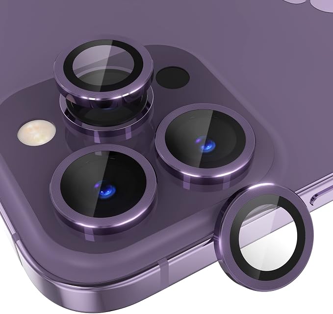 Choiche for iPhone 14 Pro/iPhone 14 Pro Max Camera Lens Protector | Ultra HD, 9H Tempered Glass Camera Cover Screen Protector Metal Ring Decoration Accessories (Purple) by Choiche