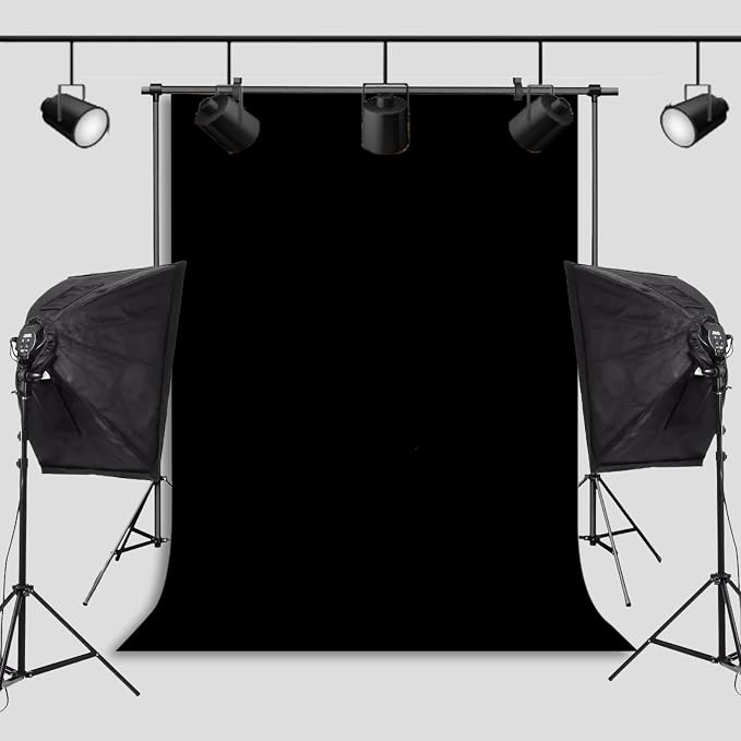 Black Photo Backdrop for Photoshoot Solid Color Background 10x10 ft | Photography Studio Photobooth Curtain for Headshot, Homestudio, Portrait, Video, Meeting, Easy to Install, Washable Fabric - Image 6