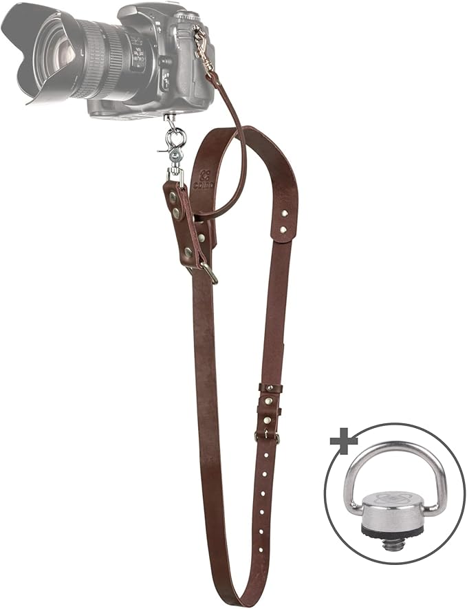 Leather Camera Strap Crossbody for DSLR, Mirrorless – Secure Dual Mount, Quick Release for Professional Photography by CCoiro
