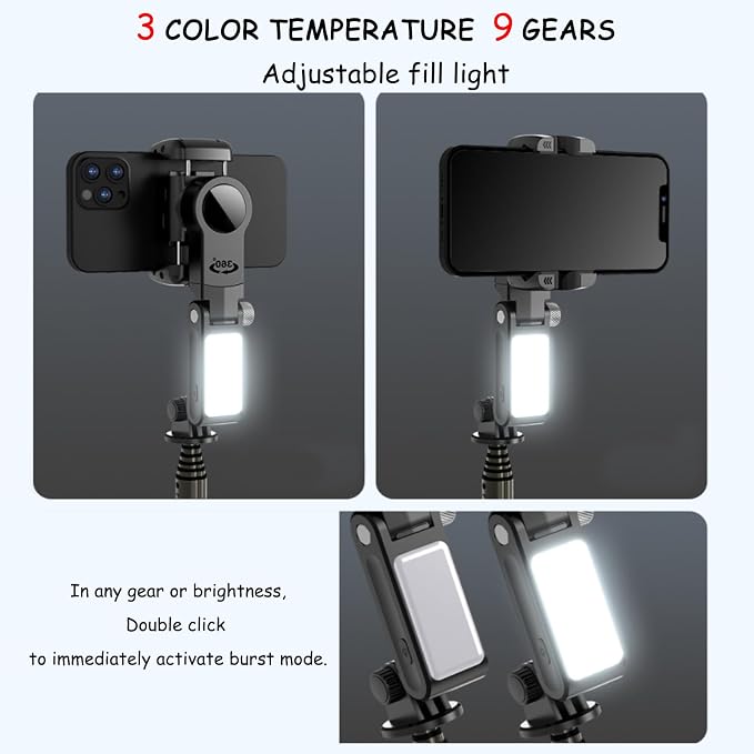 Gimbal Stabilizer for Smartphones, 3-Axis | Tracking Selfie Stick With Tripod, 360 Degree Steering, With Remote Control, For Vlog And Live Broadcast - Image 8