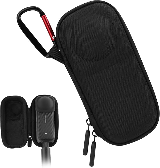 BRDRC Portable Small Case for Insta360 X4 X5 (for Original Lens Cap), Carrying Storage Bag Protective Cover Hard Shell Travel Protector with Wrist Strap Carabiner for Insta 360 X4 X5 Accessories by BRDRC
